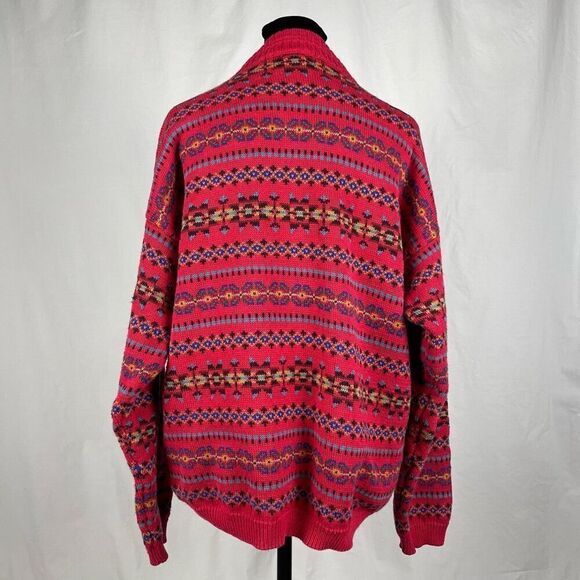 Vintage Eddie Bauer Cotton Fair Isle Oversized Mock Neck Sweater - Women’s M - Picture 3 of 6